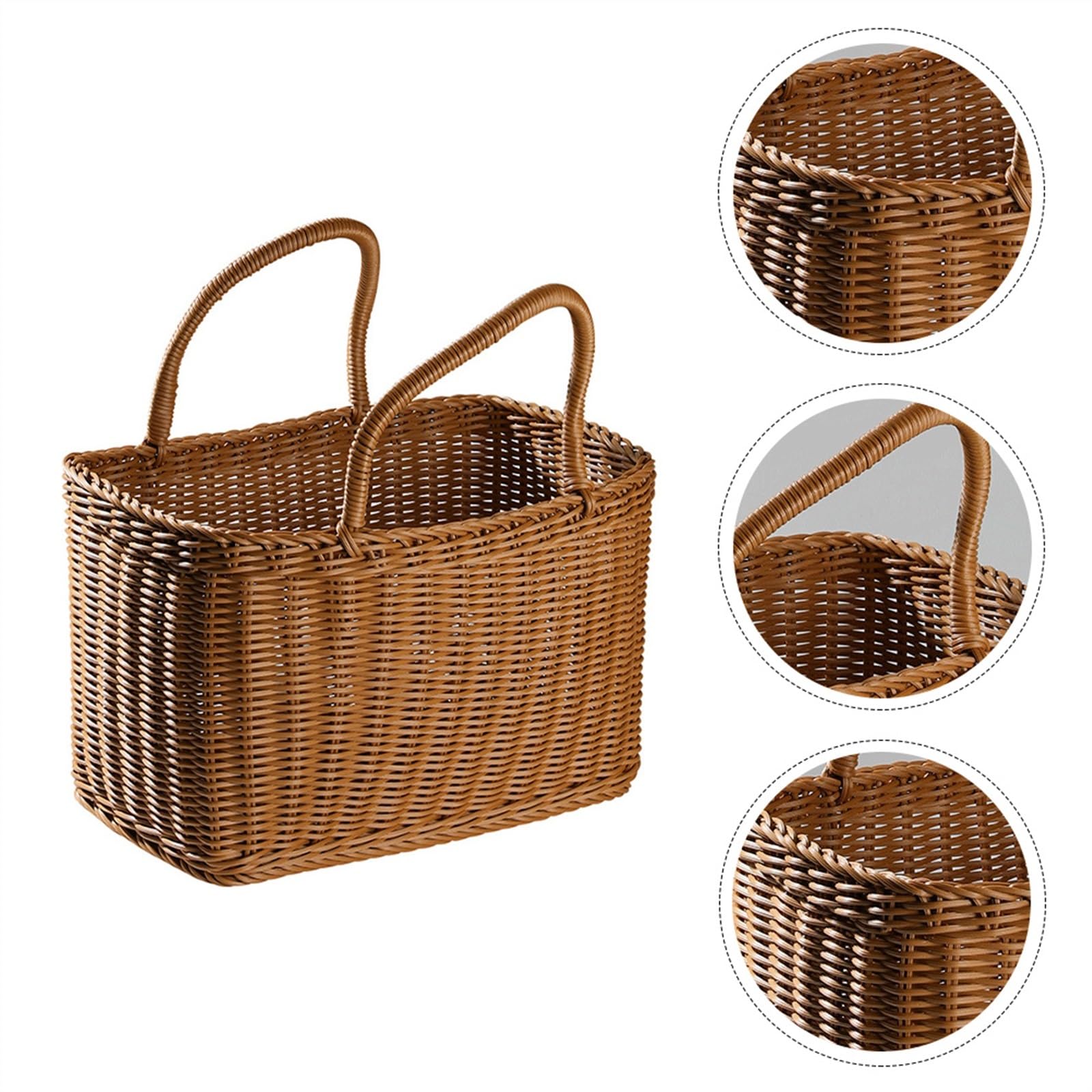 Stojaki na owoce Kosz owoców, wiklinowy kosz piknikowy, na owoce w stylu vintage ze składanym tkanym uchwytem piknik, kemping, zewnątrz