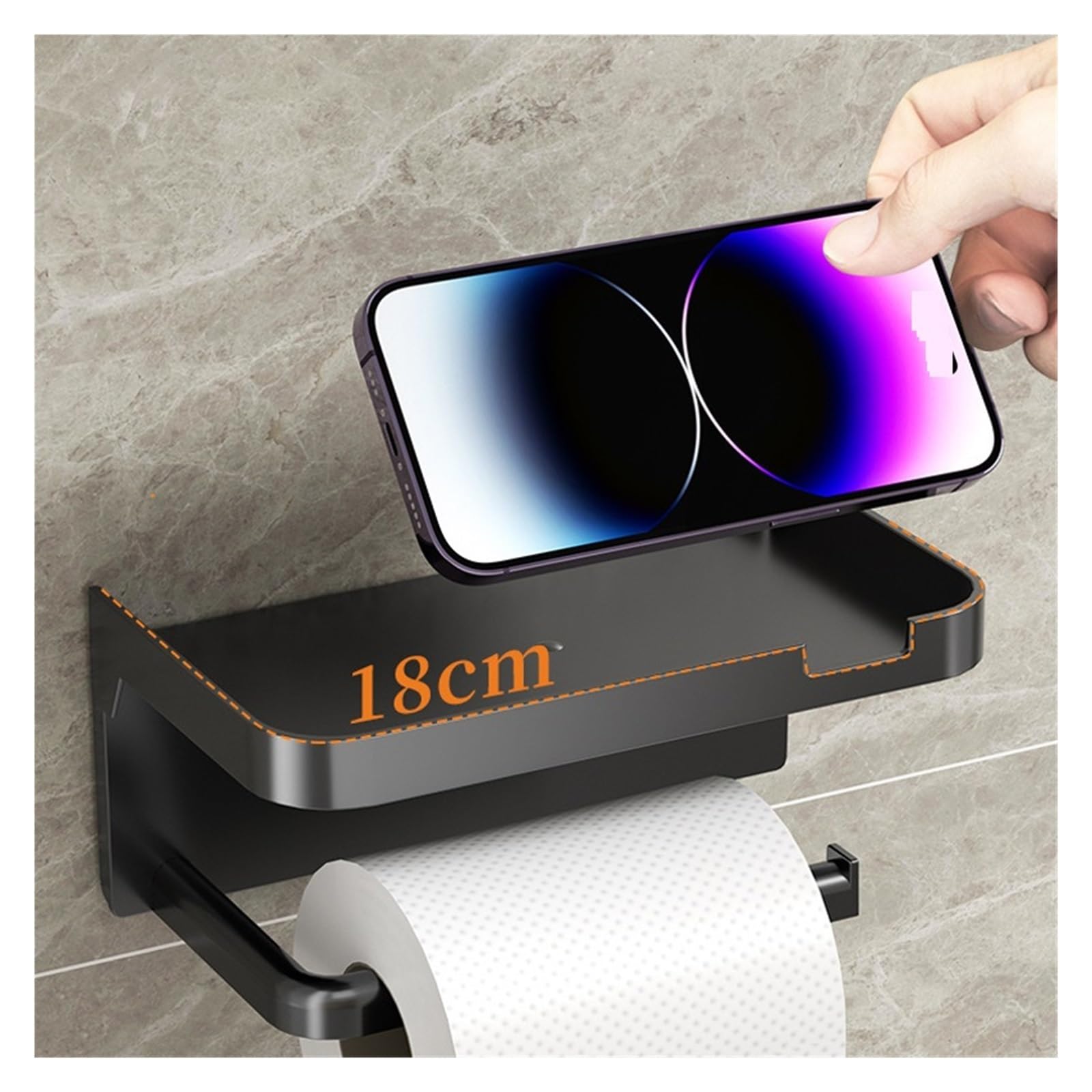 HLTYGWX Porta Carta igienica Portaoggetti in plastica Portasciugamani da Cucina Posizionamento di Bottiglie di condimento Rotolo da Parete per Telefono Facilità di Installazione (Nero-1 Pezzo)