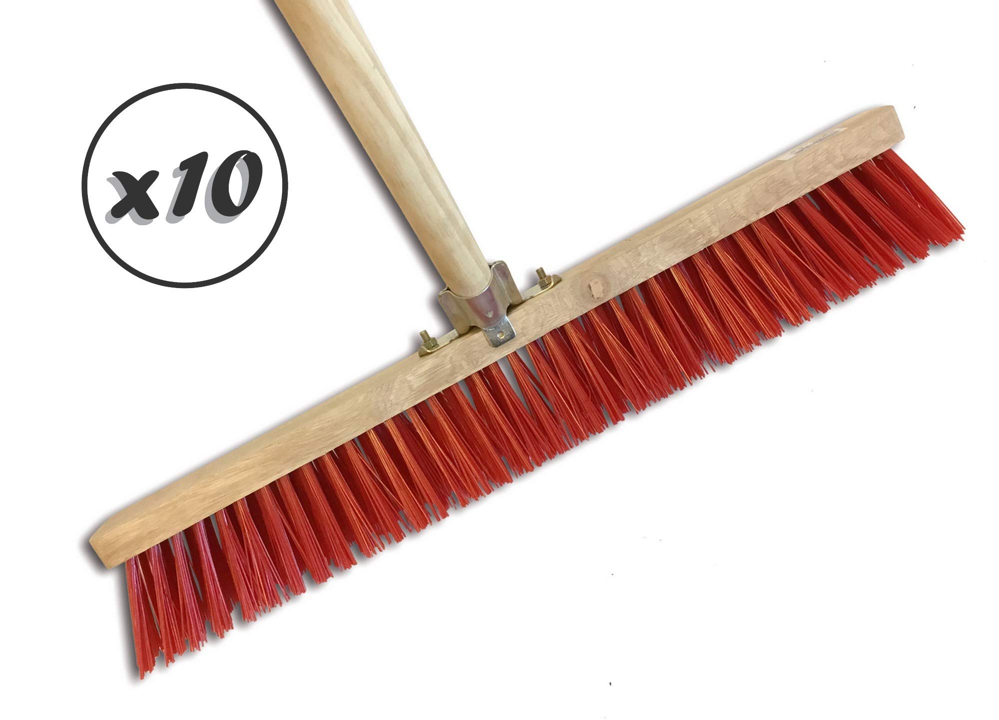 Rękawy mop warsztatowy typu lambrekin | Zestaw 10 sztuk, tor zewnętrzny, długość 60 cm, wypełnienie szczotki PVC, podeszwa drewniana, tuleja śrubowa Ø 28 mm, drewniany uchwyt 1,40 m | Kibros 2360BMx10