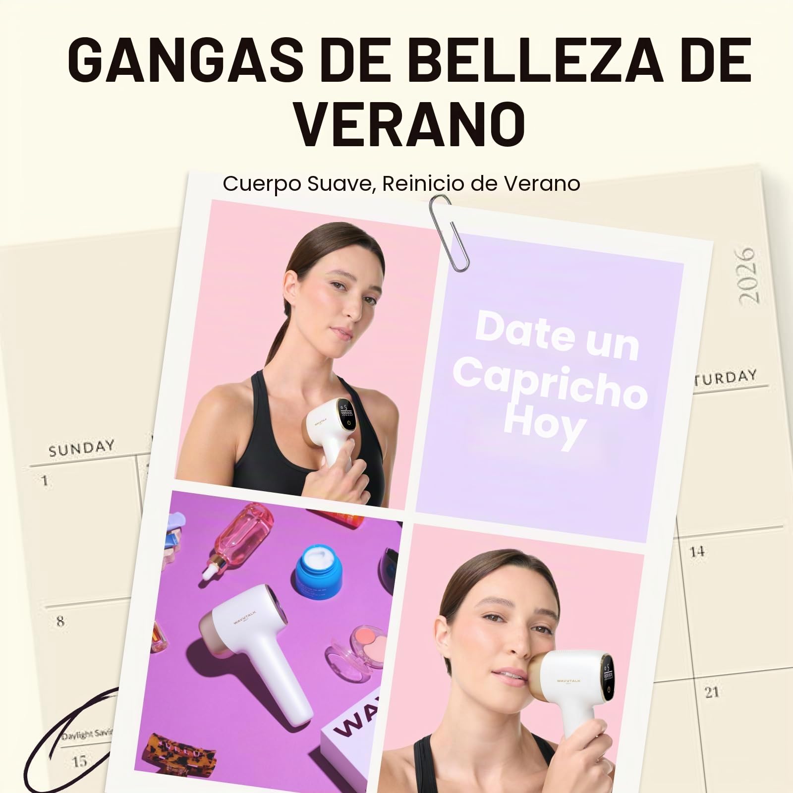 Wavytalk 24J Depiladora Luz Pulsada IPL,Maquina Depilación para Mujer Hombre,Tecnología Dual-Pause y Función de Enfriamiento para Piernas, Axilas y Línea del bikini,Funcionamiento con Cable