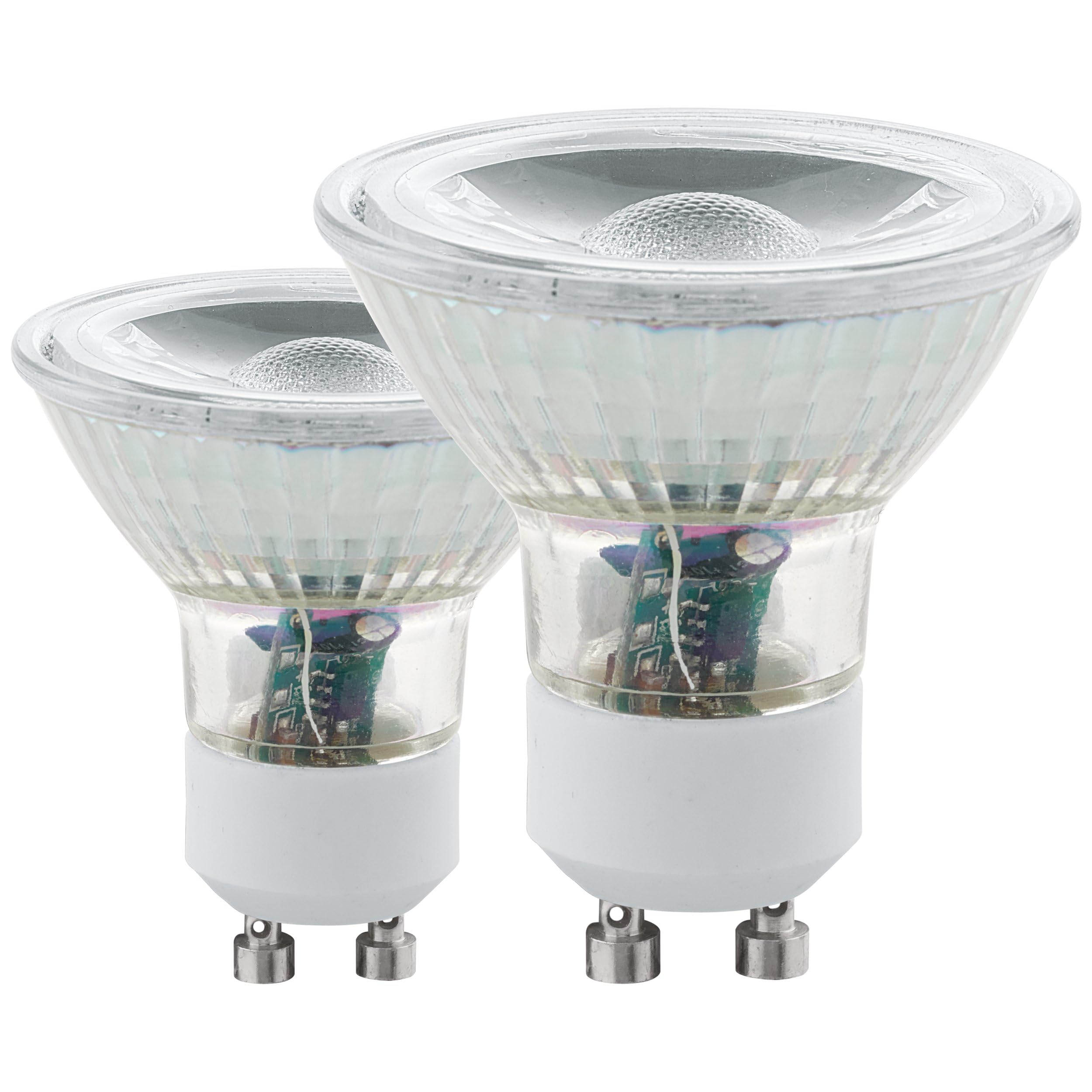 Eglo LED GU10 Lamp Set of 2, 2 LED Spotlights, Spot LED Pack, Each 5 Watt (Equivalent to 65 Watt), 400 Lumens, GU10 LED Warm White, 3000 Kelvin, LED Bulbs, LED GU10 Spot, Ø 5 cm