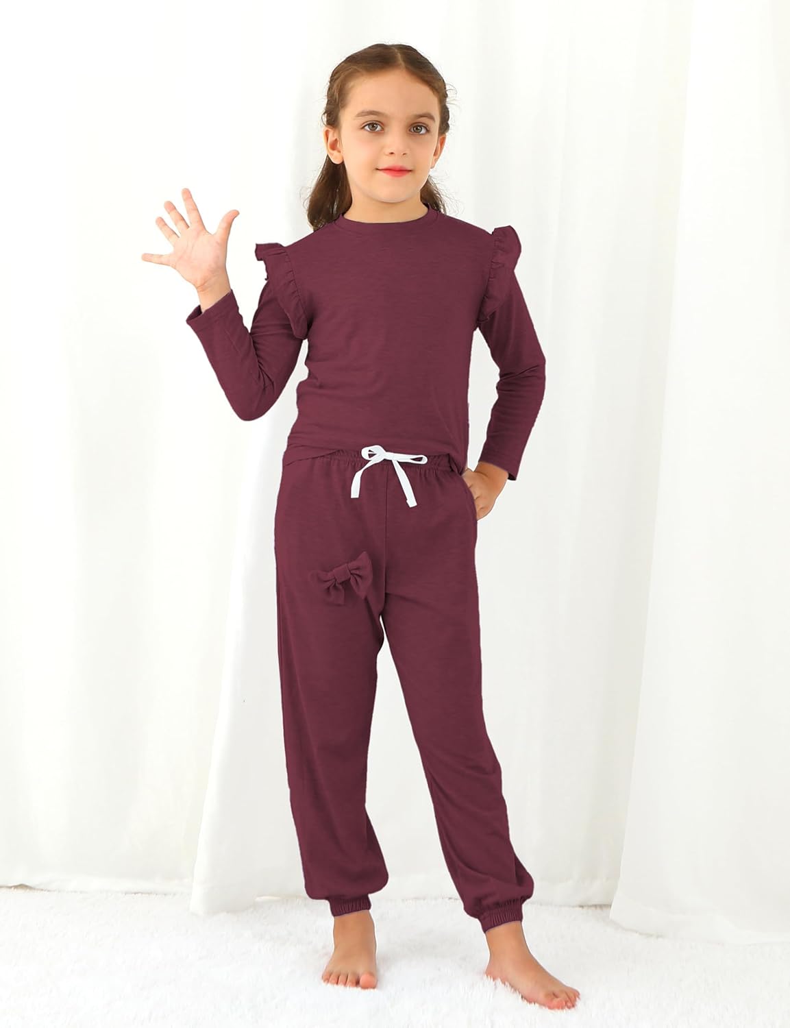 Jimonda Kids Girls Long Sleeve Tops and Pants with Pockets Clothing Set 2 Piece Outfits Tracksuit Outdoor Sweatsuit Sets - Image 4