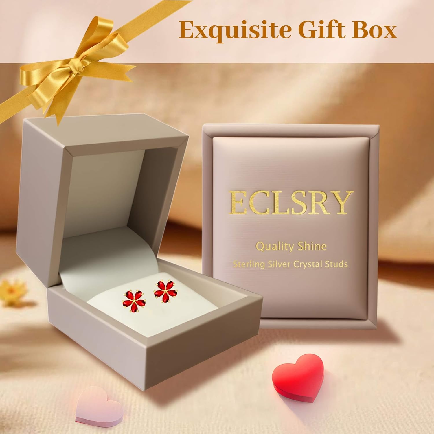 925 Sterling Silver post Crystal Flower Stud Earrings for Women Hypoallergenic 14K Gold Plated Small Cute Blossom Jewelry Dainty Gifts for Women - Image 6