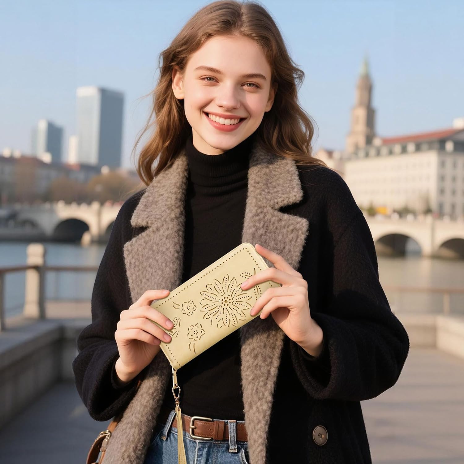 RFID Wallet Women Large Capacity Sunflower Wristlet Wallets for Women Clutch Ladies Cell Phone Purse - Image 3