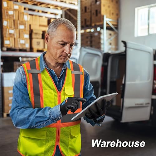 Miniatura 5 de KAYGO KG11PB - Guantes de seguridad con revestimiento de poliuretano, de punto sin costuras, dos dedos para pantalla táctil, transpirables