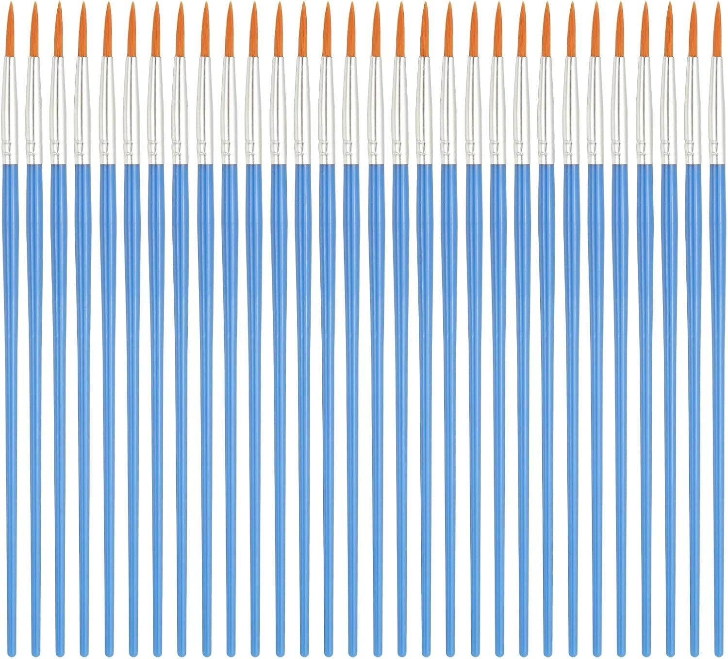 YOKIVE 30 Pcs Pointed Tip Paint Brushes Bulk, Detail Acrylic Painting Brush Small Miniature Paint Brushes Great for Oil Watercolor Face Canvas Professional Craft, (Blue)