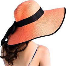 FSIGOM Womens Folable Floppy Hat,Wide Brim Sun Protection Straw Hat, Summer UV Protection Beach Cap