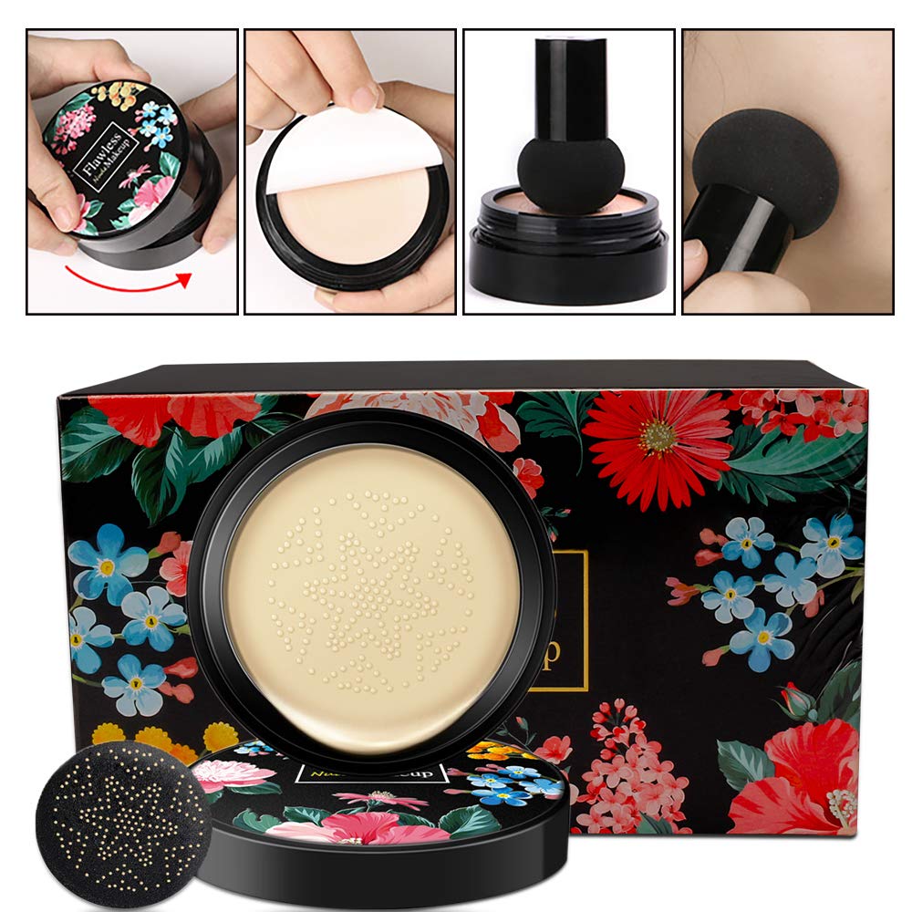 Mushroom Head Air Cushion BB Cream,Concealer Lasting Nude Makeup Moisturizing Pigment CC Liquid Foundation, Even Skin Tone Makeup Base Primer（Natural） : Beauty & Personal Care