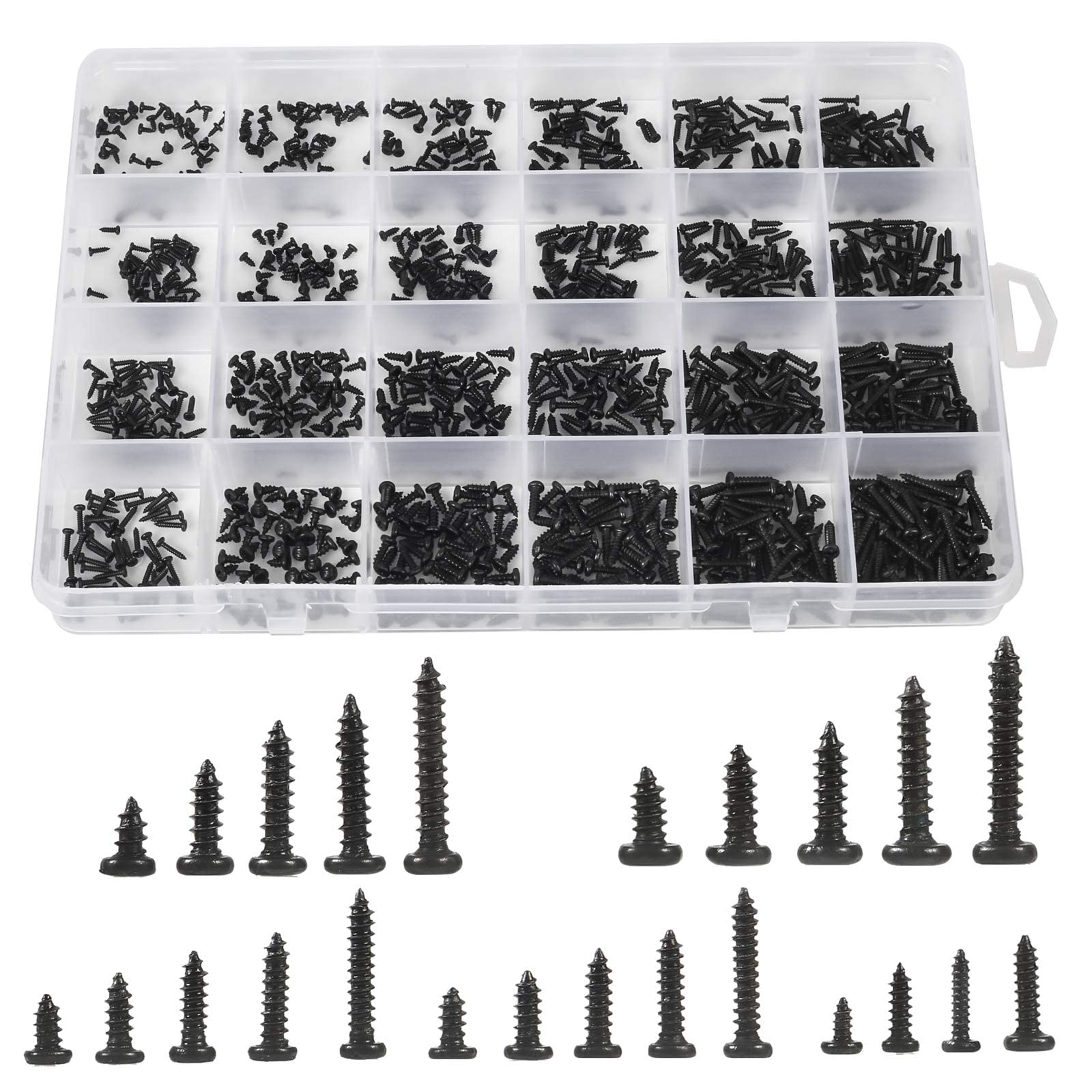 MEIYYJ 10 Kinds Small Multi-Purpose M1 M1.2 M1.4 M1.7 Phillips Head Micro Screws Self-Tapping Electronic Screws Assortment Kit Pack of 1000-picture-20