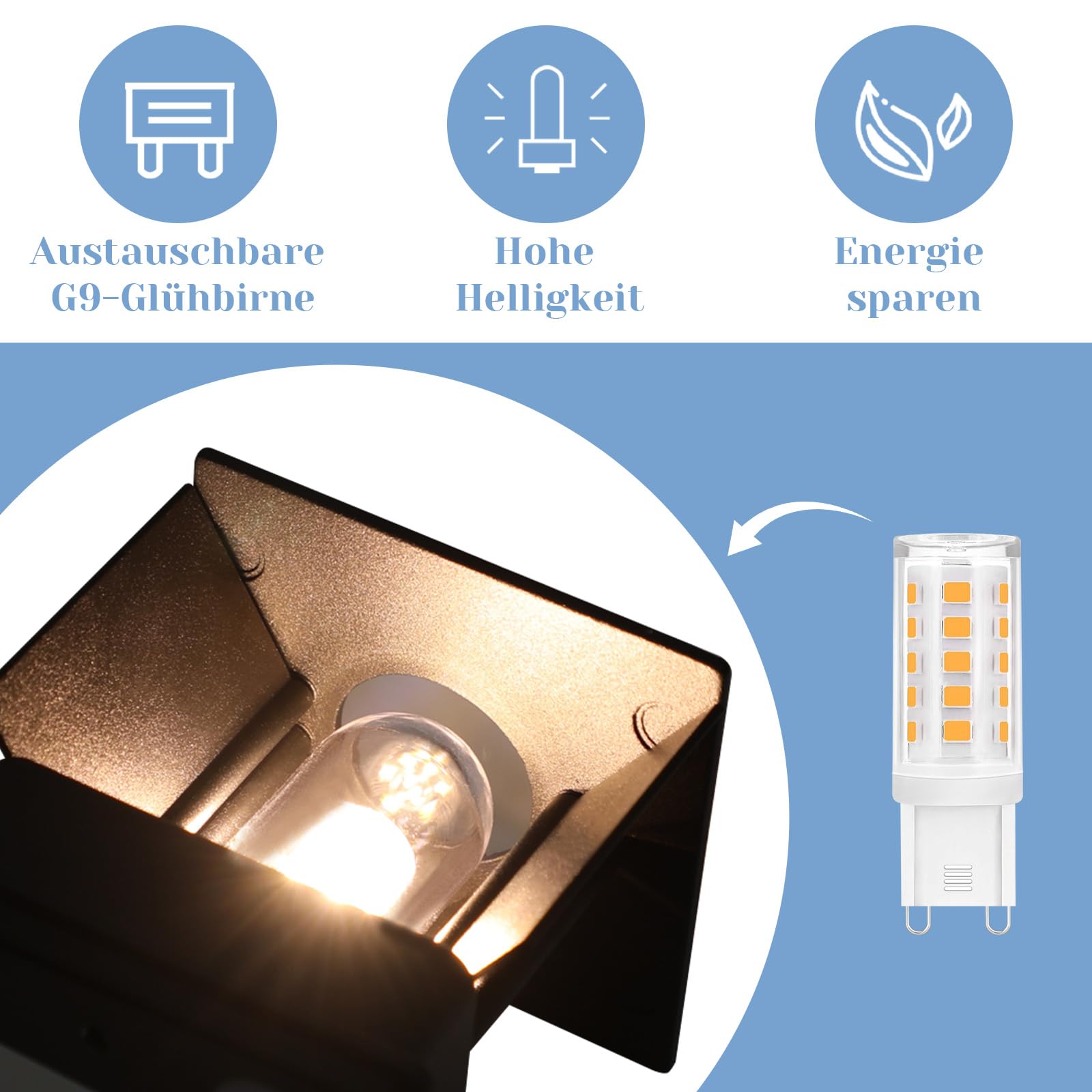 Kowanie Wandlamp buiten LED wandlamp binnen: buitenlamp muur buitenwandlamp zwart wandverlichting buitenlamp huismuur 5 W IP65 warm wit 3000K wandspot Up Down buitenlamp vierkant voor yard