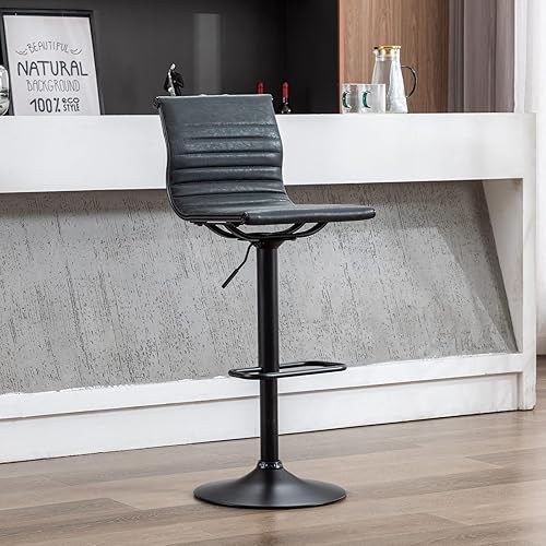 DM Furniture Taburete de bar blanco y dorado ajustable, altura de barra, de piel sintética, con respaldo para isla de cocina, desayuno, cafetería,