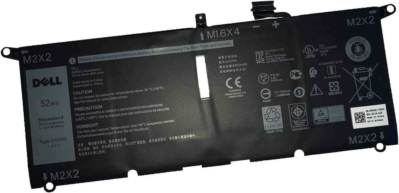 DELL DXGH8 7.6V 52Wh Battery For DELL XPS 13 9370 XPS 13 9380 Inspiron 13 5390 Inspiron 13 5391 Inspiron 13 7390 2-in-1 7391 2-in-1 Inspiron 14 7490 Vostro 5390 Vostro 5391 Dell Latitude 3301 Laptops