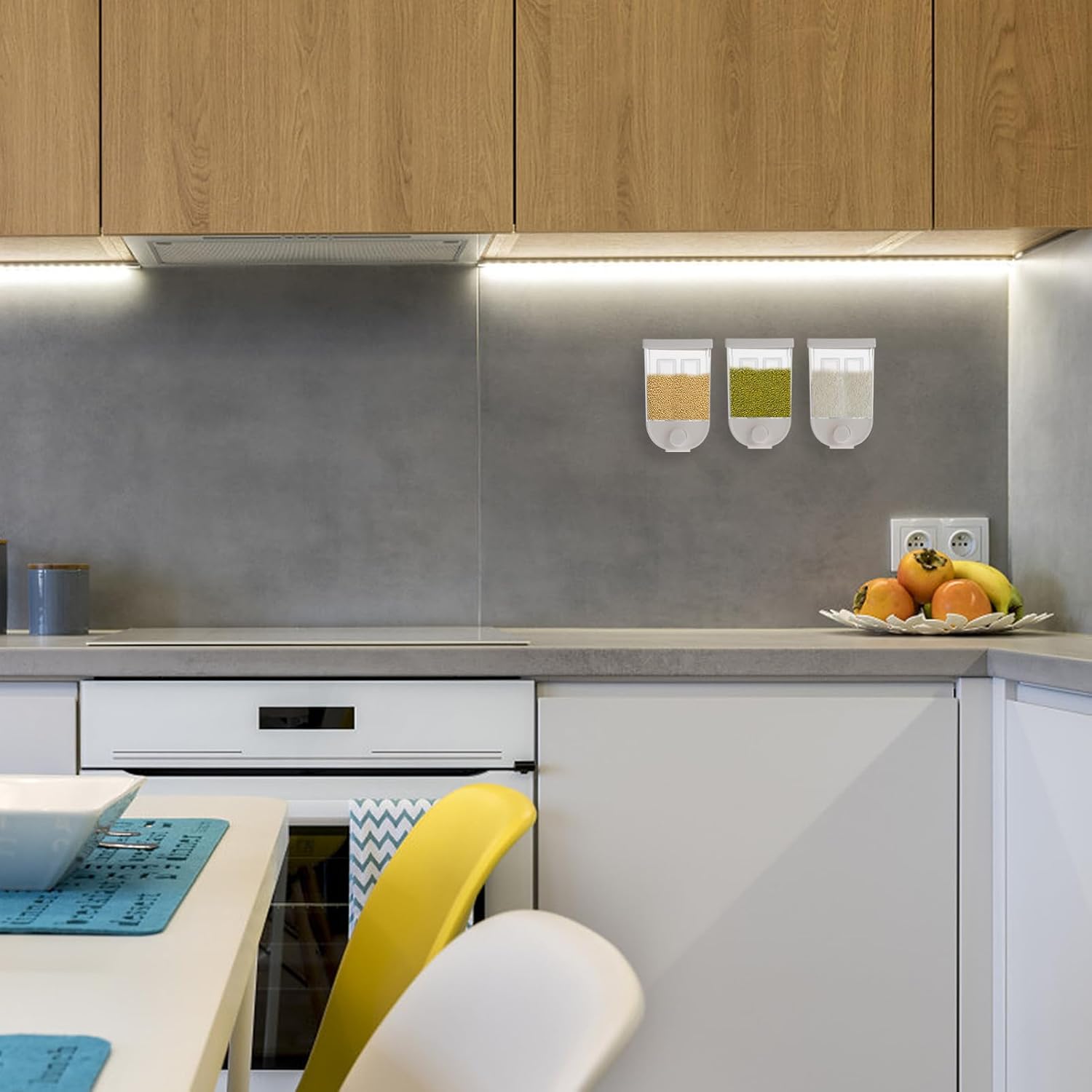 Cereal Storage Container Wall-mounted Sealed Canister for Granola Dry Food Space-saving Kitchen Organizer White Airtight Design for Freshness