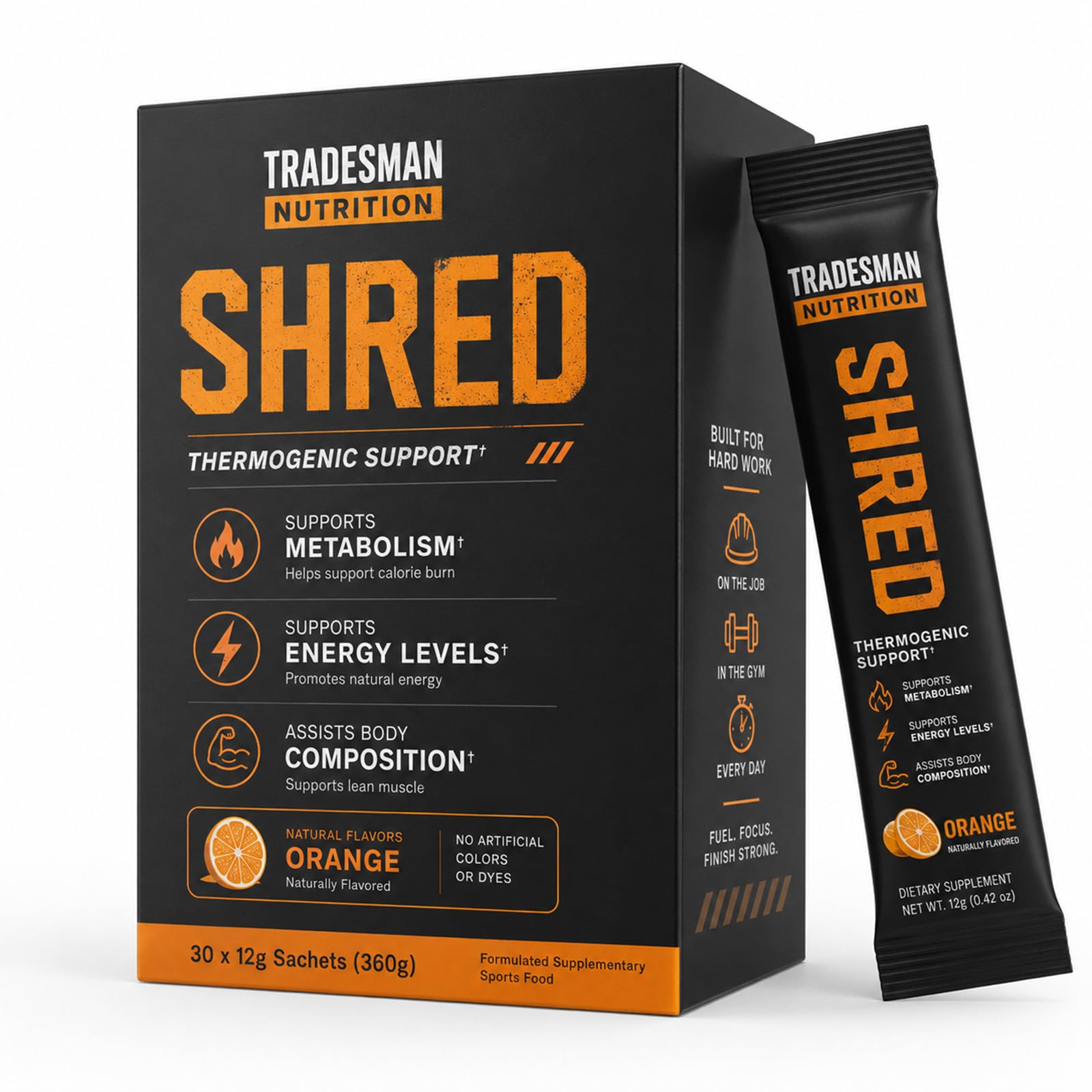 TRADESMAN NUTRITION Pré-treino em pó sabor laranja — 30 sachês