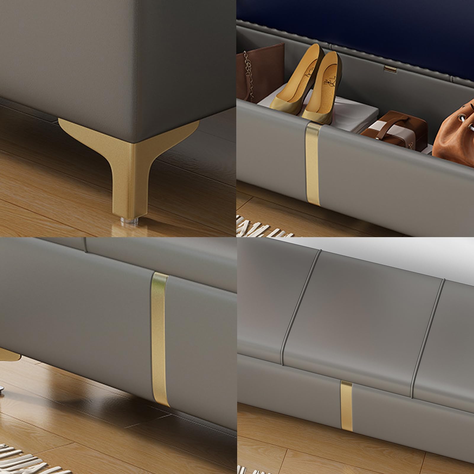 Banco Moderno para Guardar Zapatos con Asiento Acolchado, Taburete para la Entrada con Tapa abatible y Espacio de Almacenamiento. Armario Estable para Zapatos, Ideal para