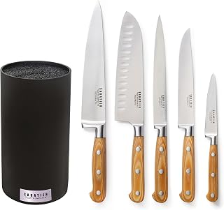 Sabatier Trompette - 5-teiliger Küchenmesserblock - Essential - 5Cr15MoV Stahl - Satiniert - Schwarz