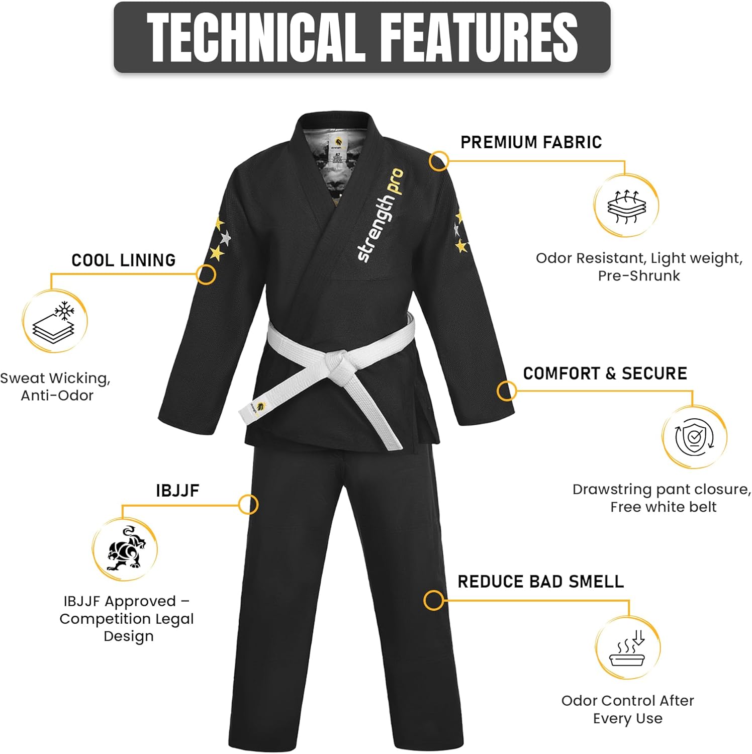 Bjj Gi Kids Brazilian Jiu Jitsu Gi with IBJJF Lightweight Preshrunk Fabric Jiu Jitsu Karate Gi Kids - Image 3