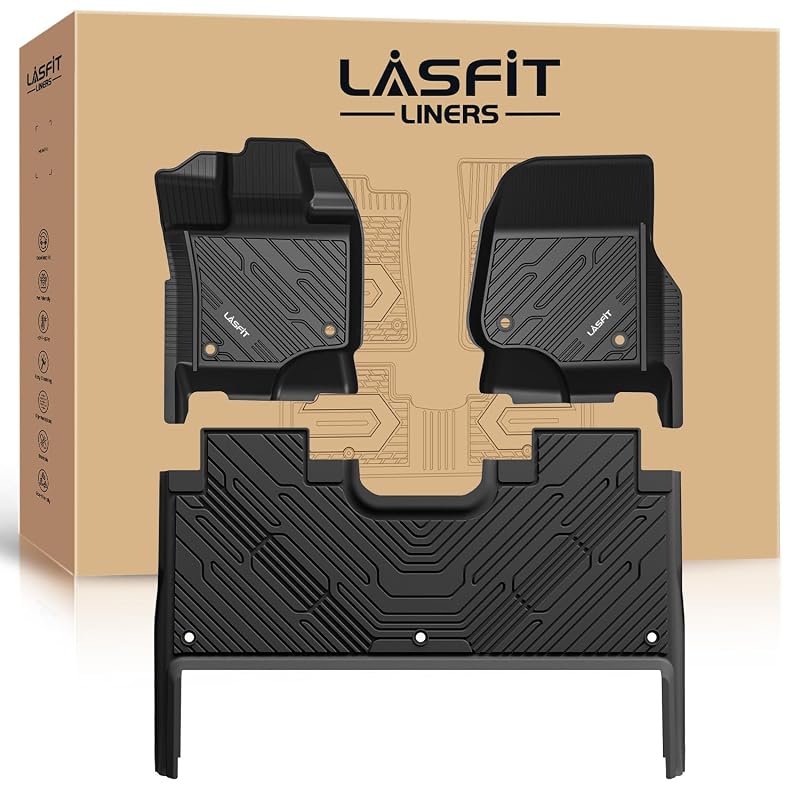 Tapetes automotivos em TPE LASFIT para Ford F-150 SuperCrew 2021–2026 com armazenamento rebatível sob o banco traseiro, Kit com 3 peças