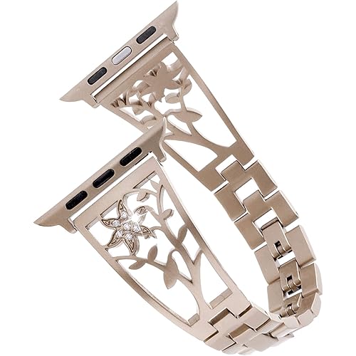 YvY Metal Stainless Steel Band Compatible with Apple Watch Bands 44mm 42mm 40mm 38mm, Bling Replacement Wristband Bracelet iWatch Bands, Compatible with Apple Watch Series 7 6 5 4 3 2 1 SE for Women Men