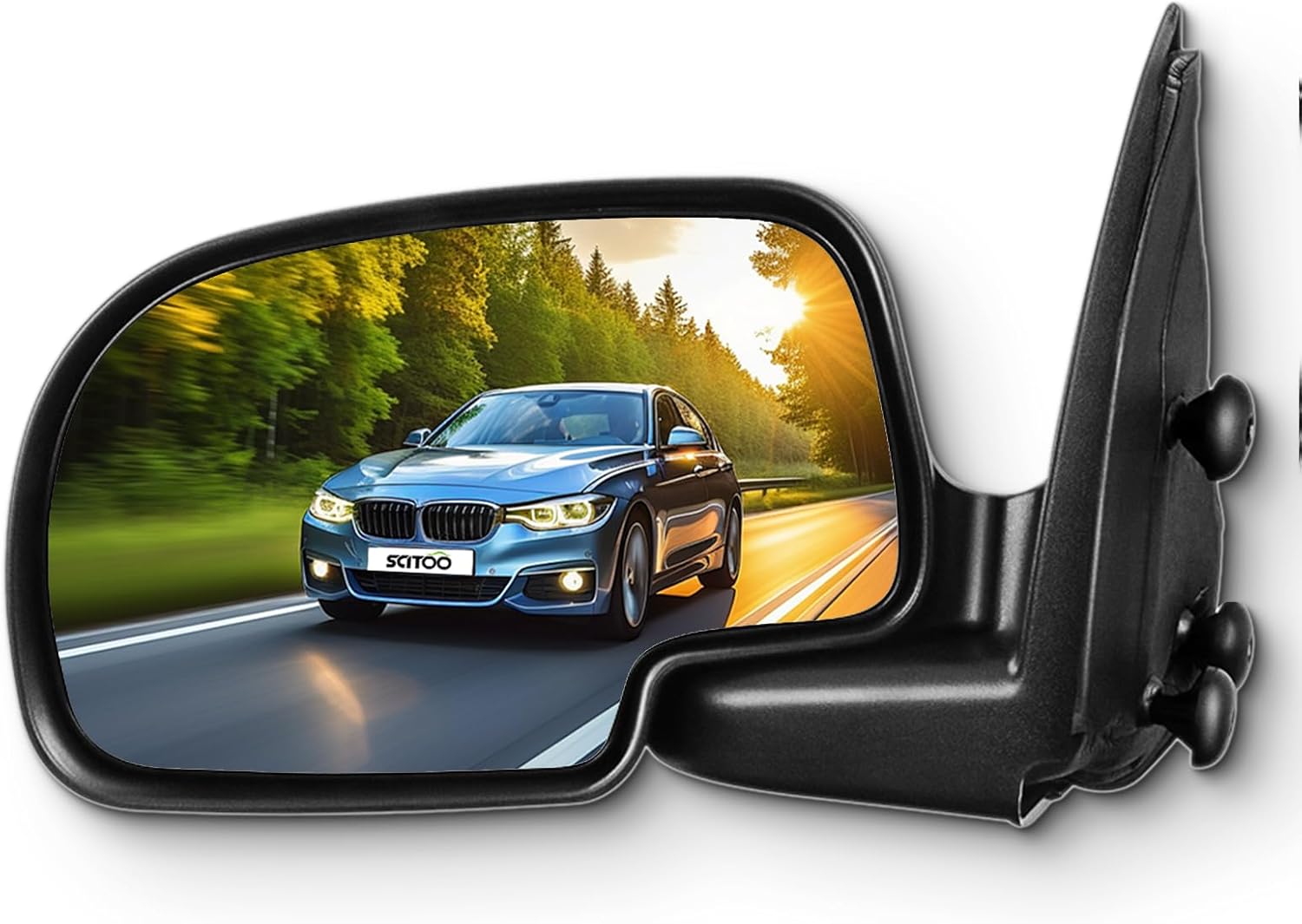 SCITOO Exterior Mirror Driver Left Side Fit for 2003-2006 For Chevy Avalanche 1500 Silverado 1500 2007 Manual Fold Non-heated Black Smooth Replacement Side Mirror GM1320230
