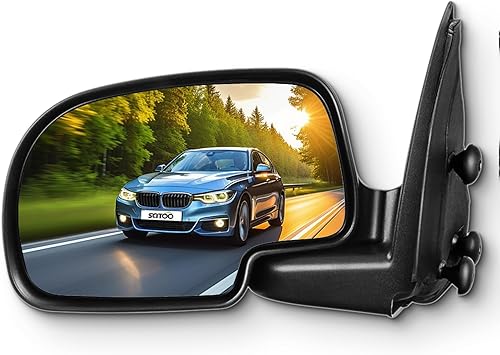 SCITOO Espejo de visión lateral izquierda para Chevy Silverado para GMC Sierra 1500 negro sin calefacción ajuste de potencia plegable manual
