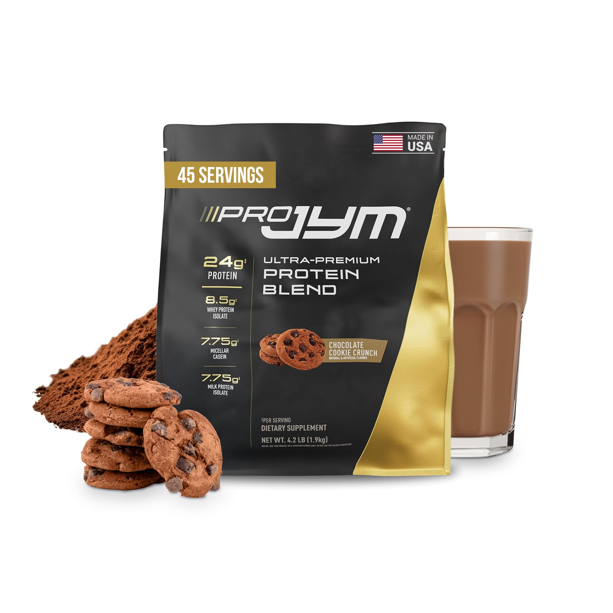 Pro JYM Chocolate Cookie Crunch Protein Powder - Whey Protein Isolates, Casein, & Milk Protein, Lean Muscle Building for Men & Women, JYM Supplement Science, 45 Servings