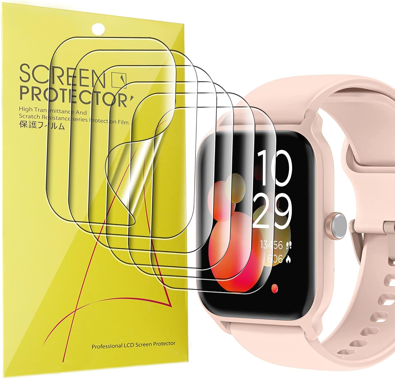 for TOOBUR Smart Watch Screen Protector, [6 Pack] Full Coverage TPU Clear Film Compatible with