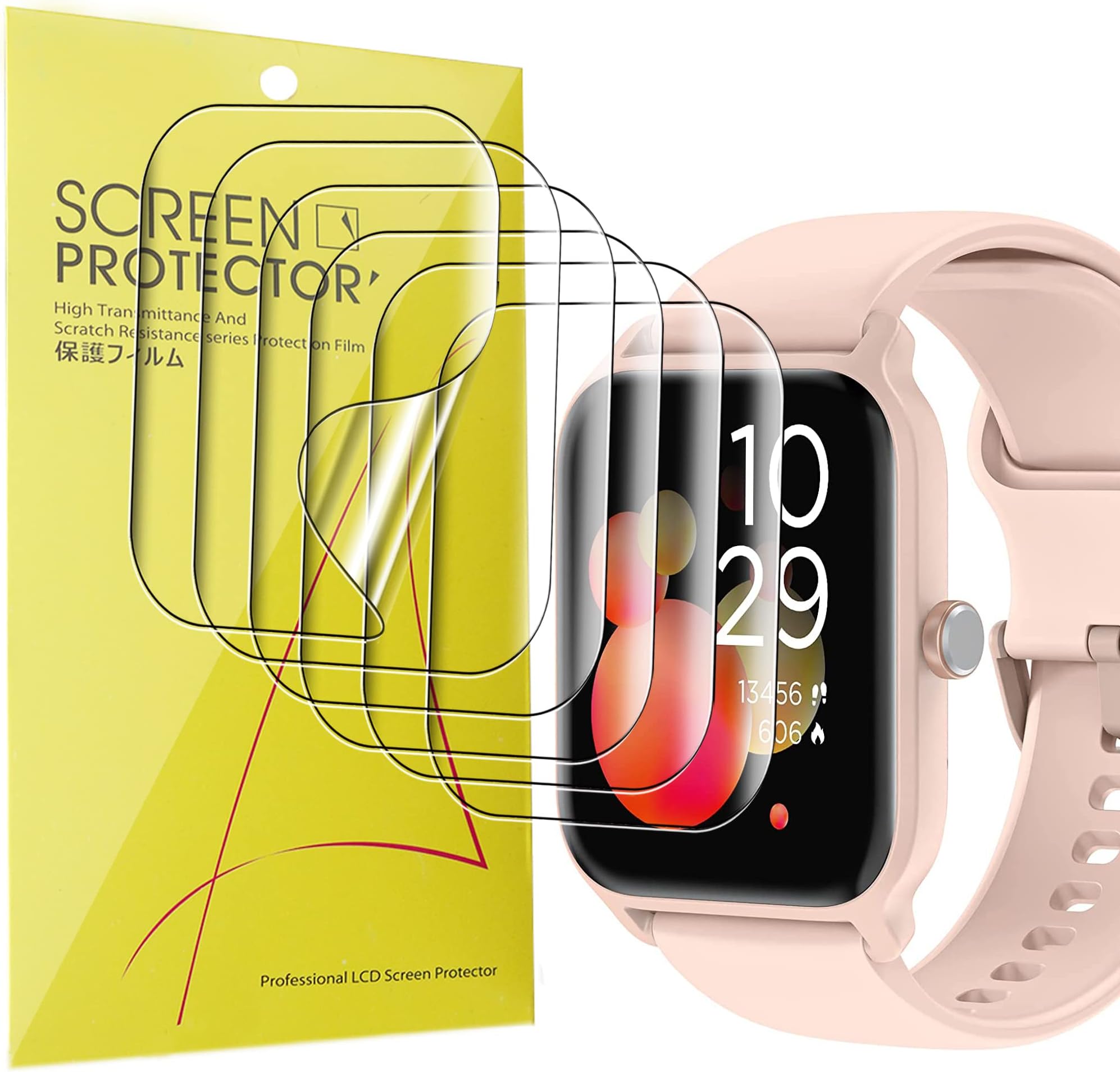 for TOOBUR Smart Watch Screen Protector, [6 Pack] Full Coverage TPU Clear Film Compatible with TOOBUR IDW13 1.8" Smart Watch/VRPEFIT IDW13 Watch/Konitee IDW13 1.8" Smart Watch/Gydom IDW13 1.8 (6 pack)