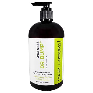 Waxness Dr. Bump Botanical Hand & Body Wash Tea Tree & Lemongrass 16 fl oz 480 ml Gentle Botanical Cleanser Professional Skin Care Made in USA