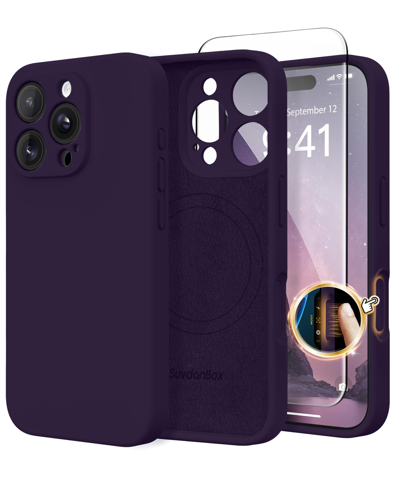 Magnetic for iPhone 16 Pro Max Case Silicone Deep Purple