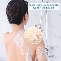 Vista 3 de AmazerBath Esponja de Lufa 75g/Pieza, Esponja Exfoliante de Baño Depuradora Corporal - Juego de Lufa de 4 - Cuarteto Algodón de Azúcar, Grande