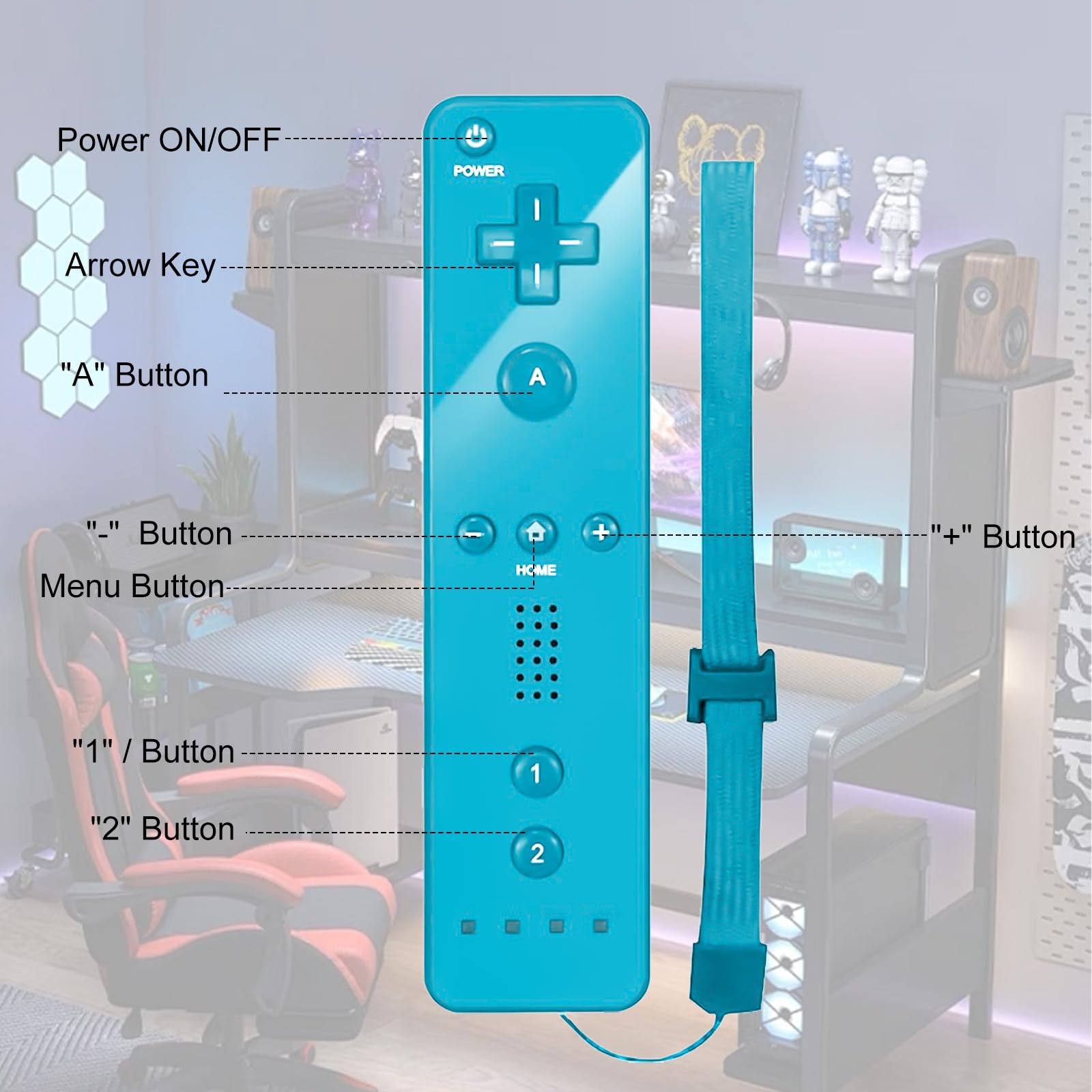 2x Telecomando Wii, controller Wii controller di gioco connessione sensore di movimento remoto wireless controller gamepad sostitutivo per console Wii e Wii, con custodia e cinturino da polso