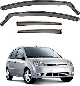iSpeed Wind Deflectors For Ford Fiesta mk6 2002-2008 5 Door Hatchback 4pc Set - Keep Your Car Ventilated in Rain - Reduce Wind Turbulence - Tinted In-Channel Type