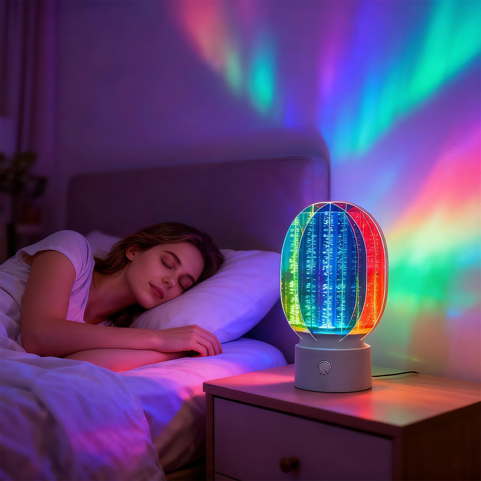 Lámpara de Noche Aurora 3D Giratoria Regulable, para un Ambiente Romántico Estrellado, Proyector LED Giratorio de 360°, Decoración para la Habitación de los Niños