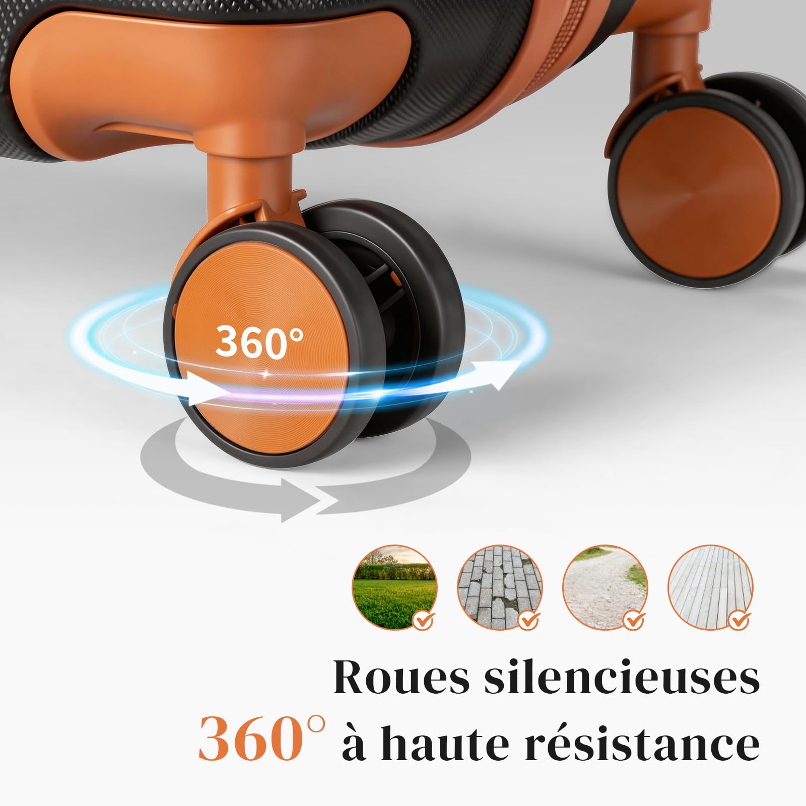 LEADZM Set de 3 Valises de Voyage (Noir-Brun)