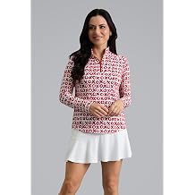 IBKUL UPF 50+ Sun Protection, Icefil Cooling, Moisture-Wicking Hugs & Kisses Long Sleeve Mock Neck Top