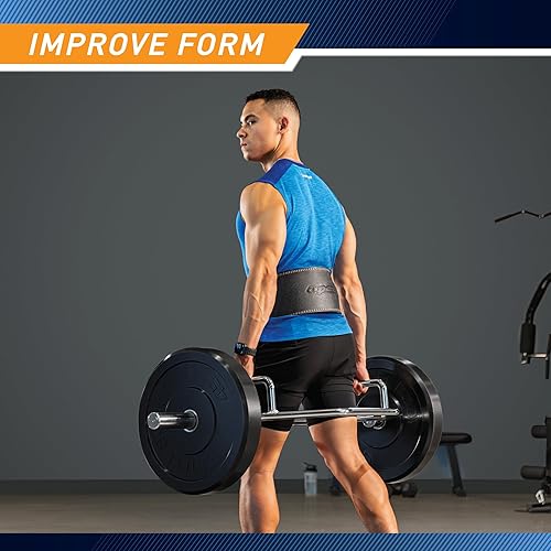 Miniatura 6 de Apex by Marcy - Cinturón acolchado de cuero genuino de 6 pulgadas de ancho con soporte grueso en la espalda y hebilla de doble punta, duradero,