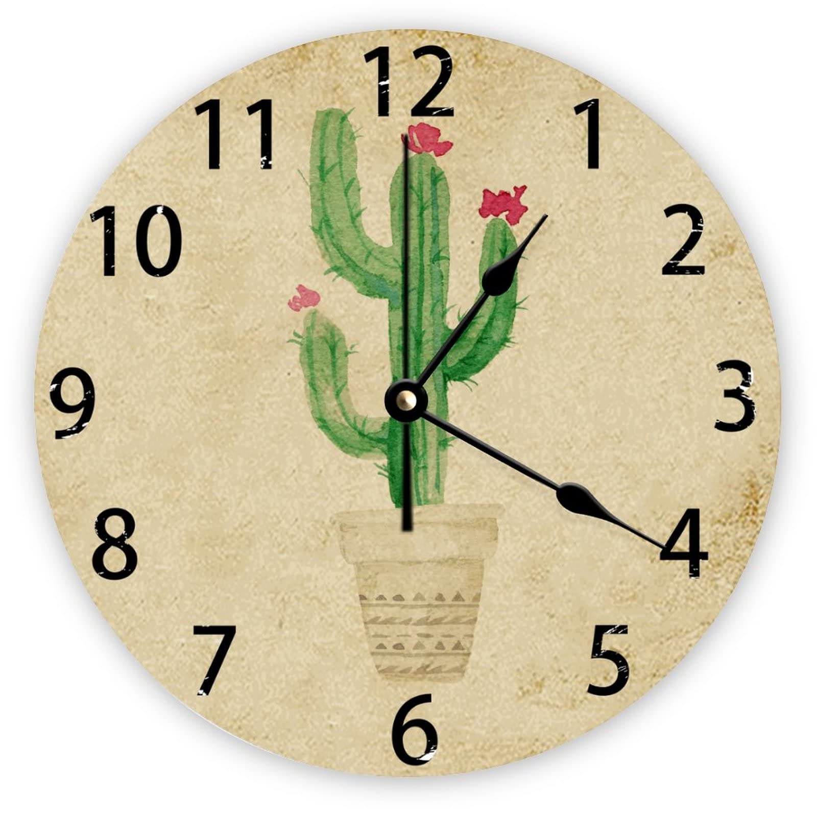 Cadeau pour les amateurs de plantes horloge murale en bois cactus Mighun