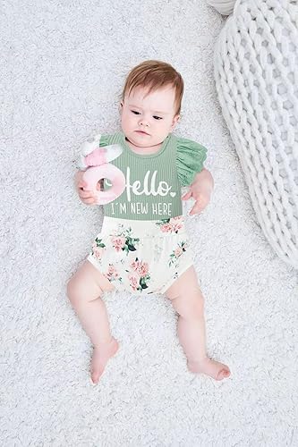 Miniatura 6 de Ropa de bebé niña, mameluco de encaje con volantes de verano para recién nacido + pantalones cortos florales, 3 piezas, sesión de fotos para niños