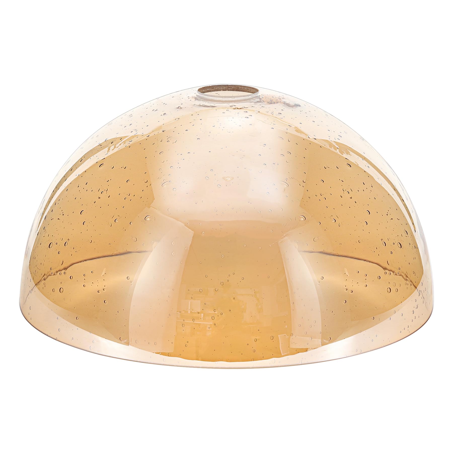 てんてん ミラーハウス アンバー Aywynn Bowl Amber Seeded Bubble Effect Glass Lamp Shade