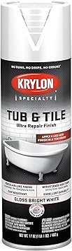 Krylon K04502007 Tub & Tile Ultra Repair Finish Spray Paint, Aerosol, Bright White, 17 Ounce