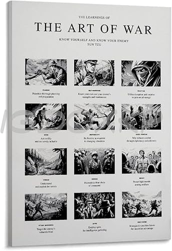 Póster de arte de la portada del libro The Art of War Art of War de Sun Tzu, póster de arte de guerra con cita famosa (5) póster de lienzo para