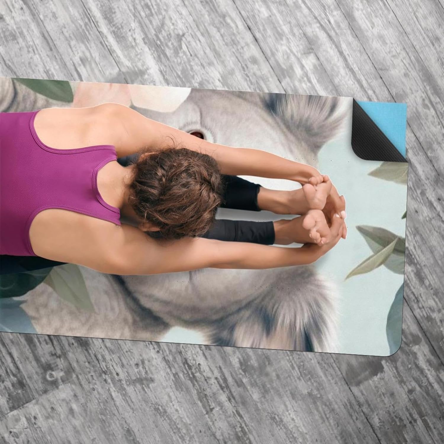 Yoga Towel, Koala Flowers Pattern Non Slip Sweat Absorbent Hot Yoga Mat Towel for Hot Yoga, Pilates and Fitness - 72.8" x 26.8"