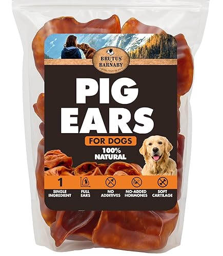 BRUTUS & BARNABY Whole Pig Ears for Dogs, 12 Ct.