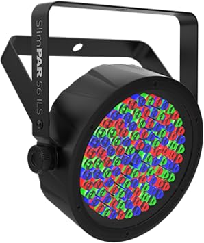 CHAUVET DJ Slim Par 56 Ils Compact Led Wash Light | 108 RGB LEDs for Color Filled Output | Ils Compatible Coordinated Shows | On Fixture Color Control Without DMX | Power Linking Capability | Stage uplighting for weddings and events, on-fixture color control, power linking, coordinated shows, dance floors