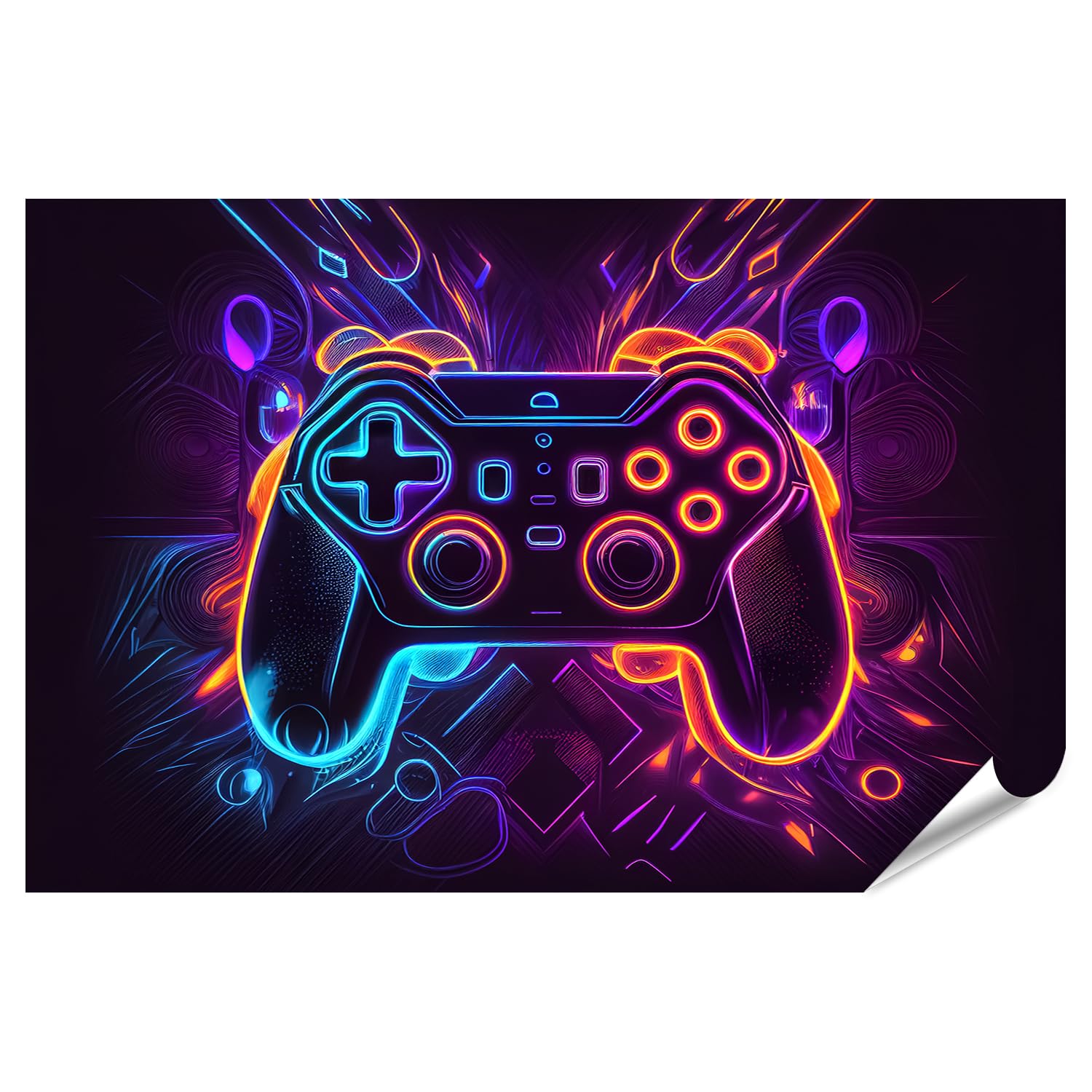 islandburner Póster XXL para fans de los videojuegos de neón, mando Cyber Gaming Premium, fotos fotográficas