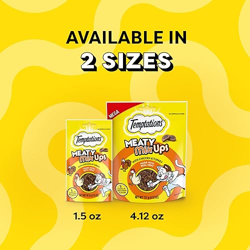 Vista 20 de Temptations Meaty MixUps - Golosinas para gatos con pollo y pavo, bolsa de 4.12 onzas
