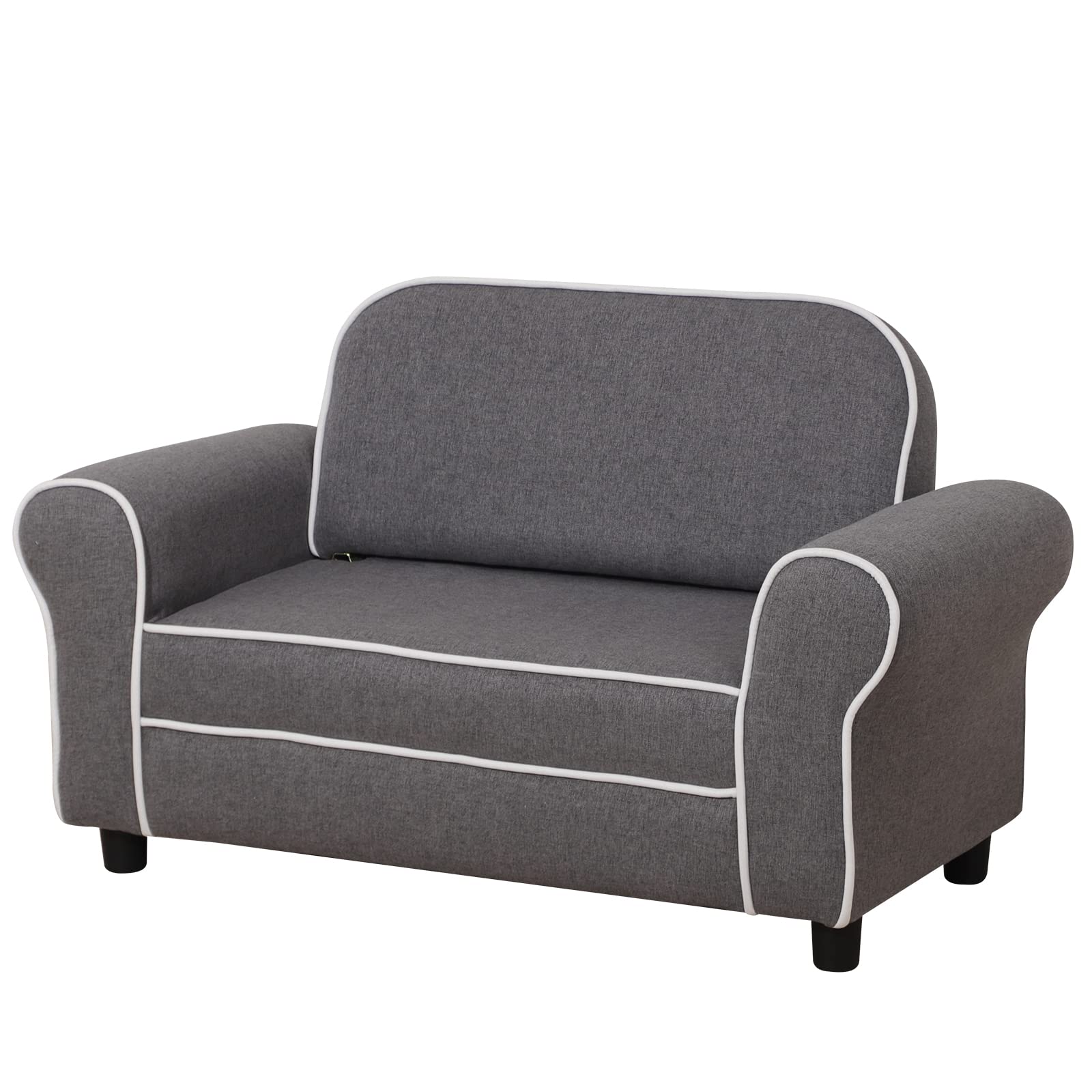 PWTJ Children Sofas and Couches / 2-Seater Kid Sofa Couch/Children Sofa Chair with Linen Fabric/Big Kid Loveseats for 0-3 Years Children Using (Grey)