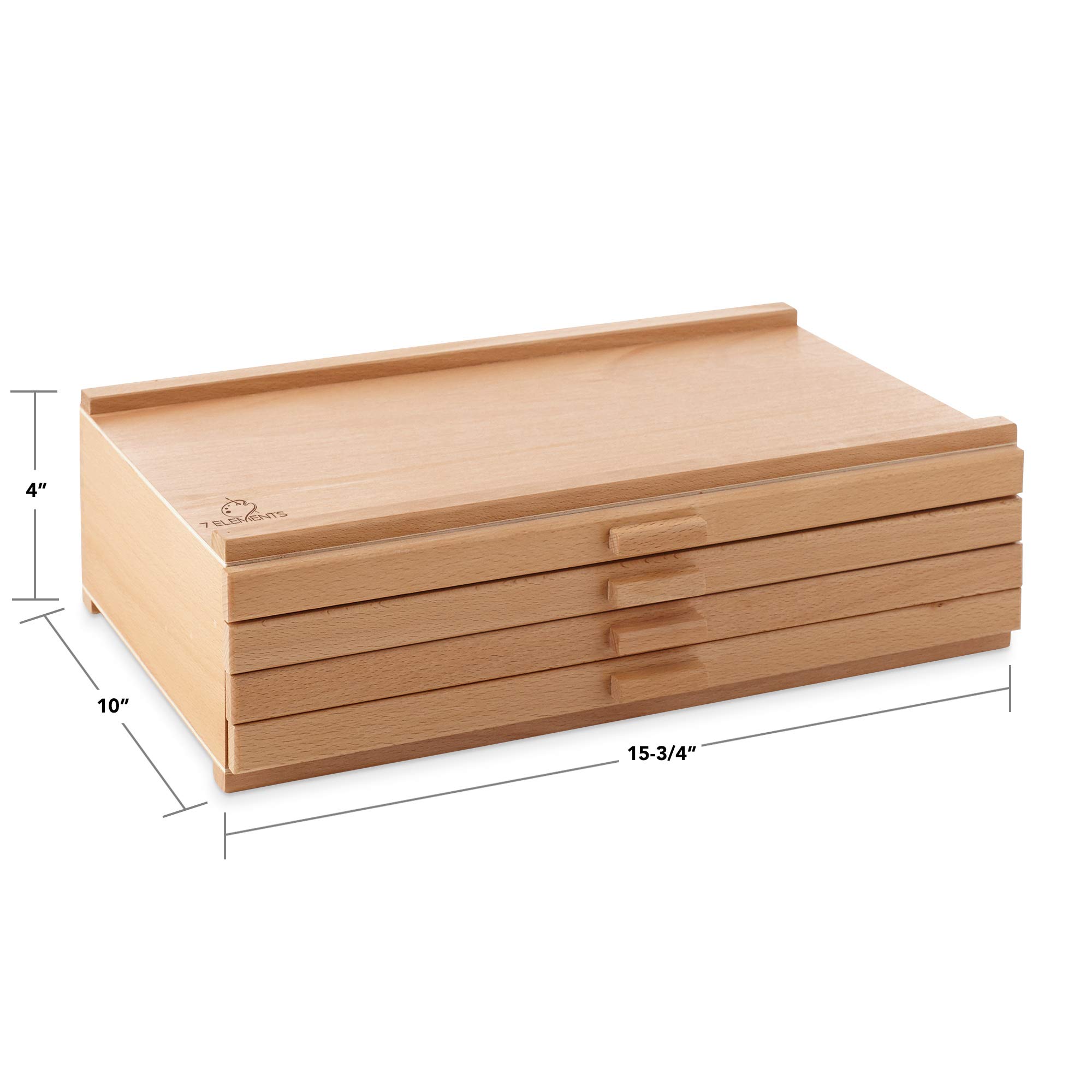 7 Elements Künstler-Aufbewahrungsbox aus Buchenholz für Pastellkreide, Bleistifte, Stifte, Marker, Pinsel, Werkzeuge 4-Drawer