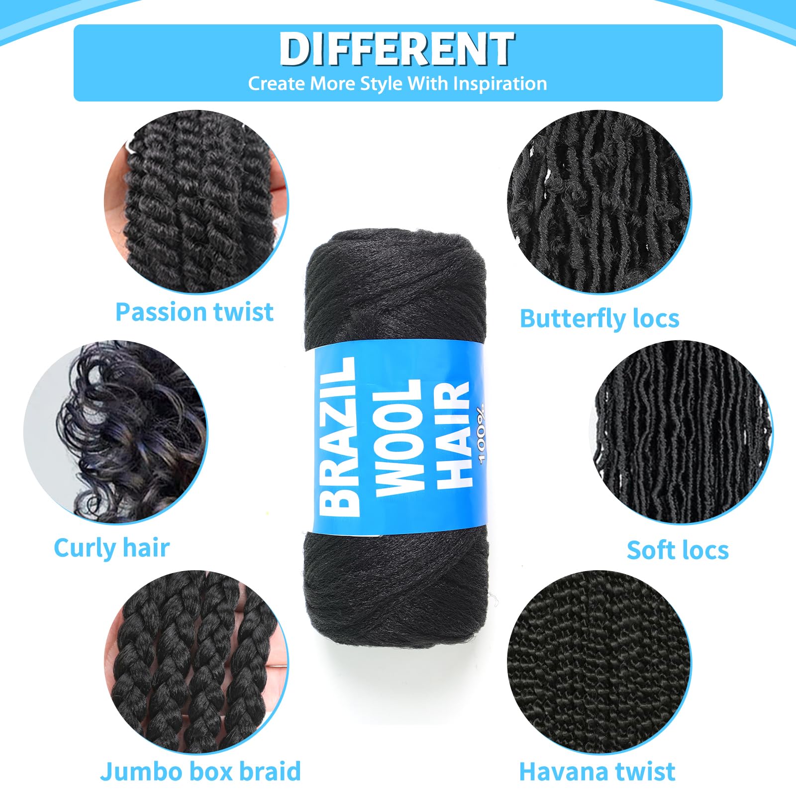 Ainimiu 6 Roll Dark Brown Brazilian Wool Hair for Braiding Hair Acrylic Yarn Crochet Box Braids Senegalese Twist Jumbo Braids Faux Locs Crochet Hair for Women Synthetic Braiding Hair Extensions - Image 4